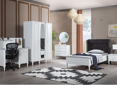 Youth Children Room Set Bedroom Modern Wardrobe Bed Bedside table 6pcs